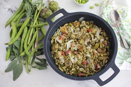 Receta de menestra de primavera con habas y alcachofas