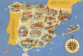 Mapa gastronómico de España de la XII Feria Internacional de Muestras de Barcelona, 1944.