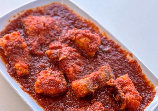 Bacalao con tomate del Bar Rufino, de La Guardia.