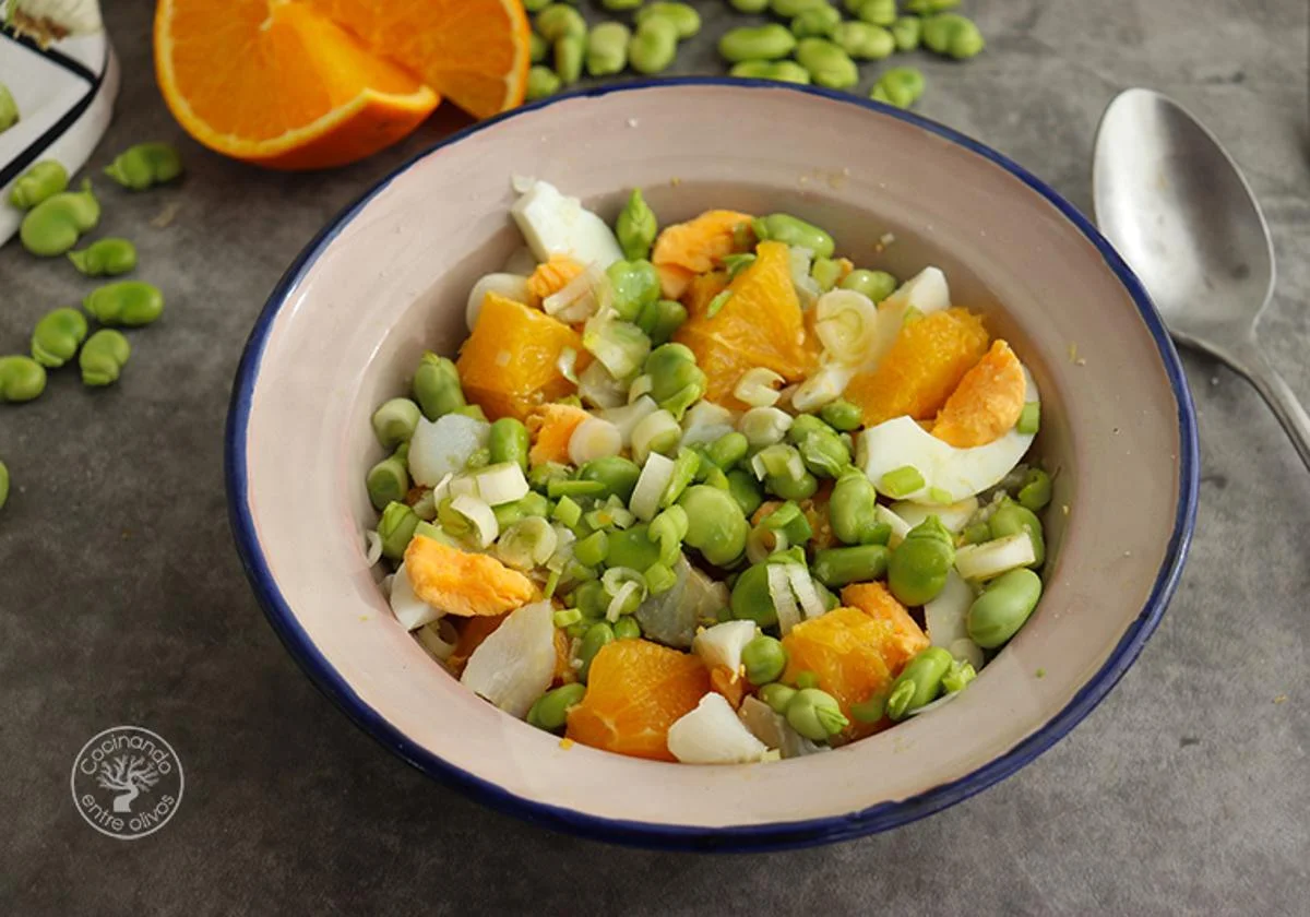Remojón granadino con naranja y habas del Blog Cocinando entre olivos