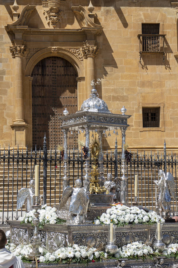 Guadix celebró la festividad del Corpus este domingo. La procesión contó con la presencia de numeroras representaciones de hermandades y cofradías, de niños y niñas de primera comunión y de los seises de la catedral de Guadix. 