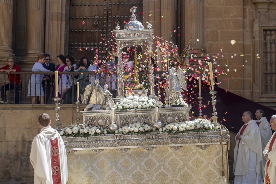 Guadix celebró la festividad del Corpus este domingo. La procesión contó con la presencia de numeroras representaciones de hermandades y cofradías, de niños y niñas de primera comunión y de los seises de la catedral de Guadix. 