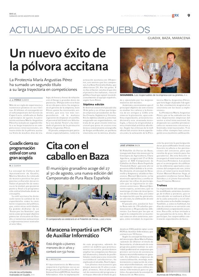 La pirotecnia accitana recibió numerosos premios y protagonizó una mascletá en las últimas fallas de Valencia