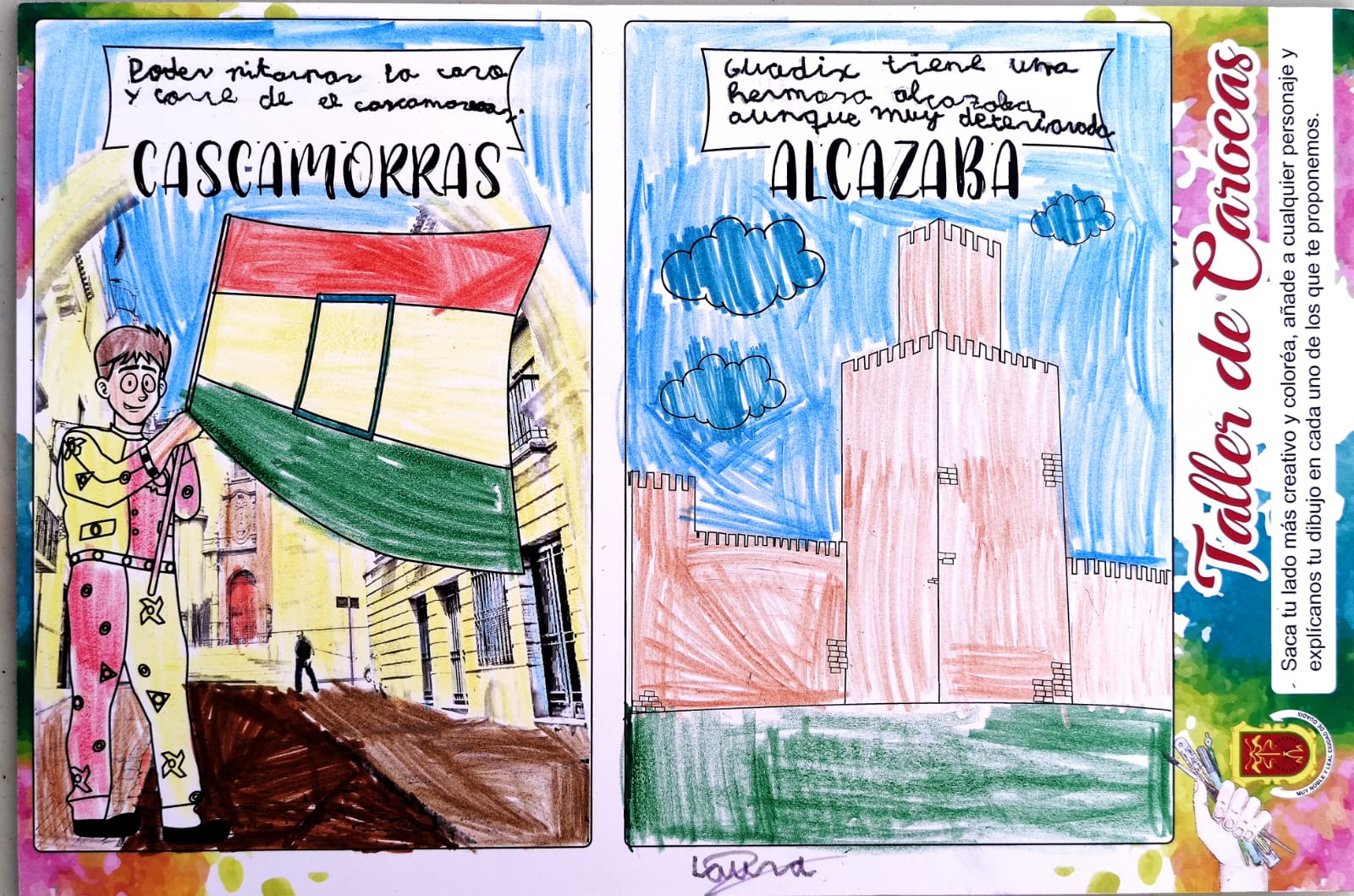 Trabajos del taller de aprendizaje para elaborar carocas organizado por la concejalía de Fiestas del Ayuntamiento de Guadix, dirigido a niños y niñas con edades comprendidas entre los 7 y los 12 años y que ha sido impartido por la asociación Atani