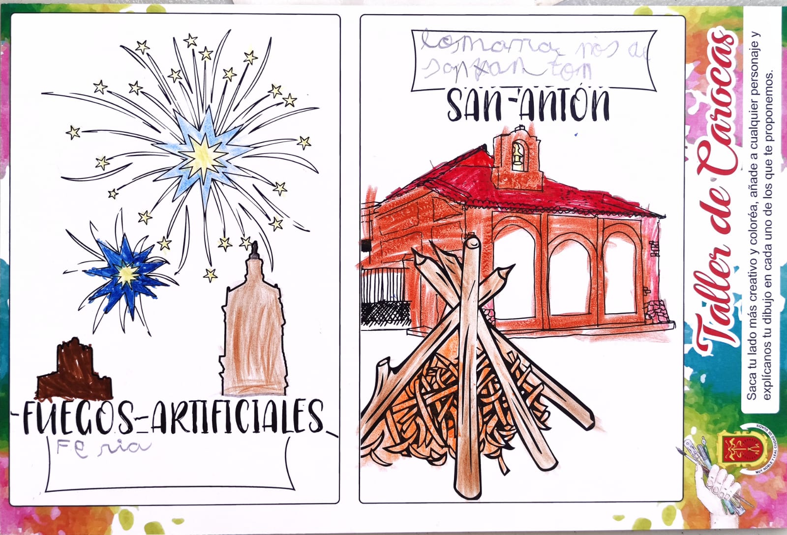 Trabajos del taller de aprendizaje para elaborar carocas organizado por la concejalía de Fiestas del Ayuntamiento de Guadix, dirigido a niños y niñas con edades comprendidas entre los 7 y los 12 años y que ha sido impartido por la asociación Atani