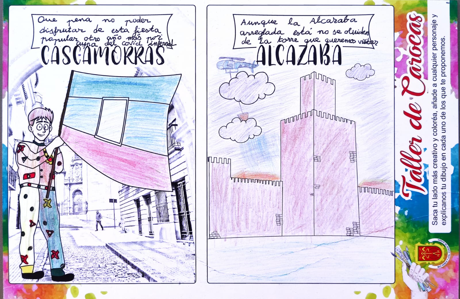Trabajos del taller de aprendizaje para elaborar carocas organizado por la concejalía de Fiestas del Ayuntamiento de Guadix, dirigido a niños y niñas con edades comprendidas entre los 7 y los 12 años y que ha sido impartido por la asociación Atani