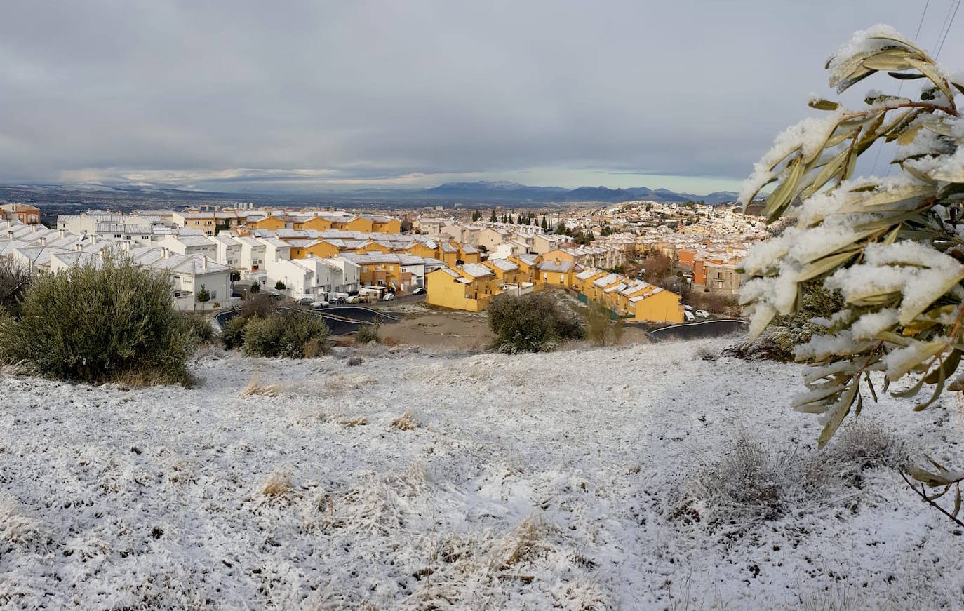 Huétor Vega amanece con un manto blanco.