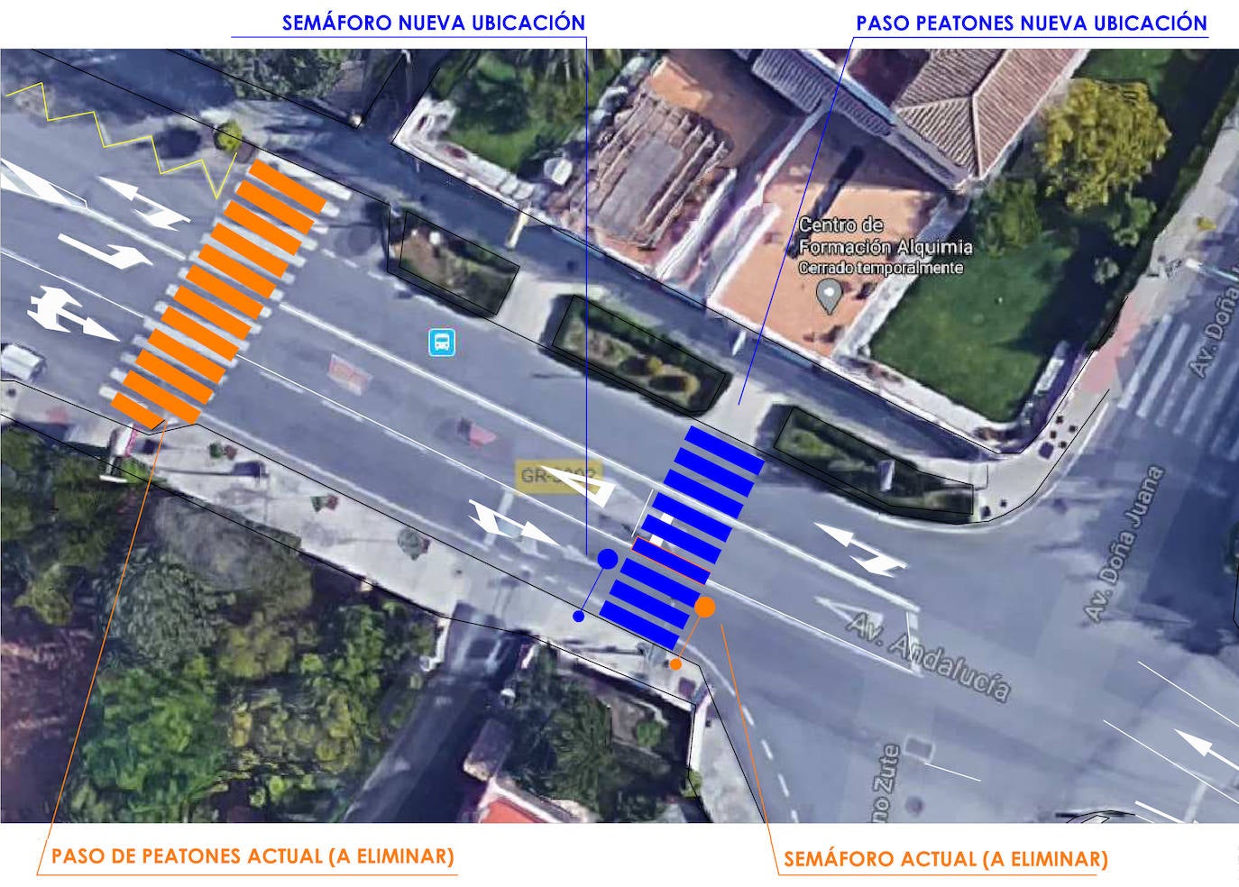 El semáforo del cruce de Doña Juana incorpora un nuevo paso de peatones para mejorar la seguridad