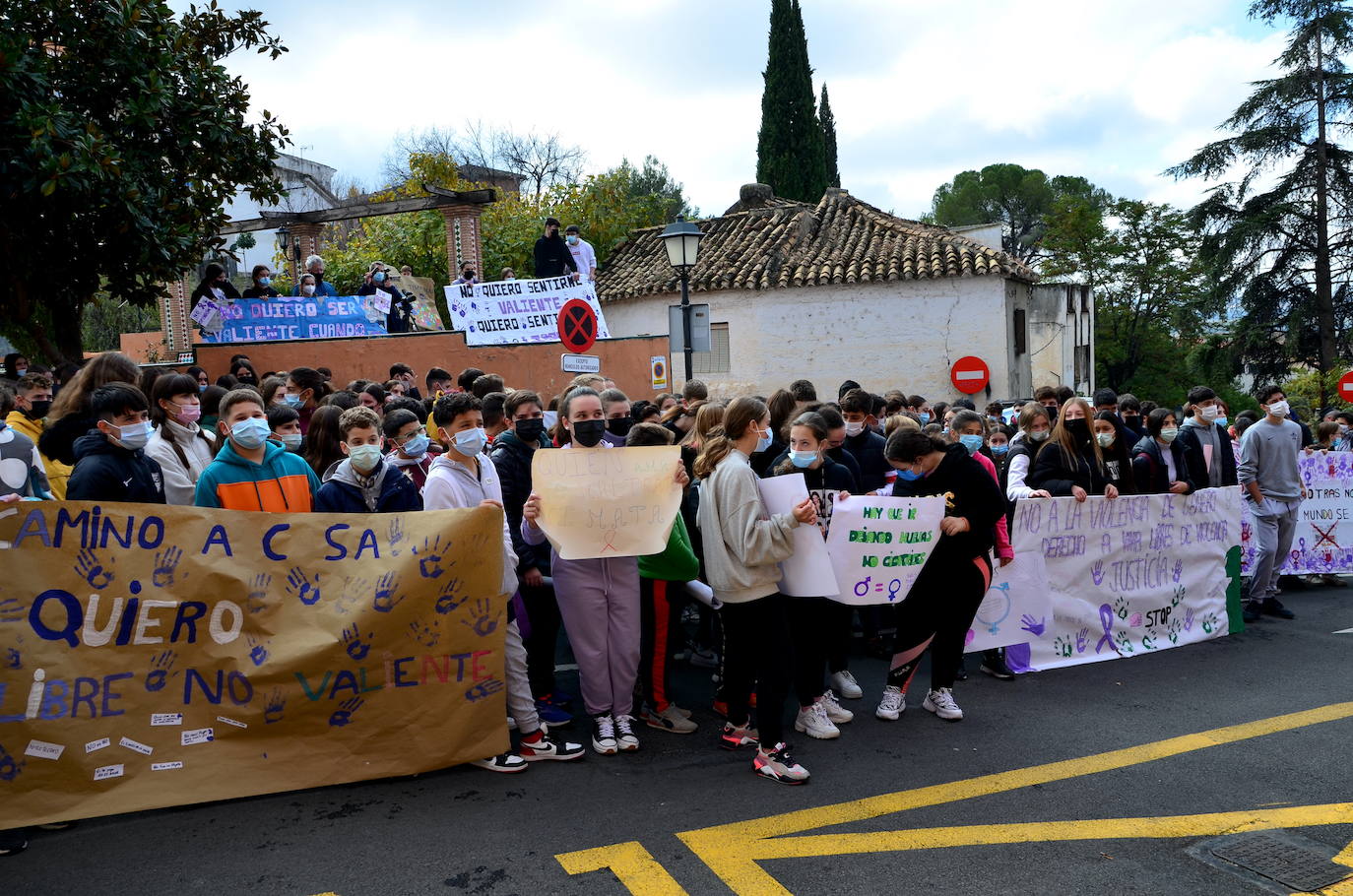 Fotos: Los estudiantes de Huétor Vega alzan la voz contra la violencia de género