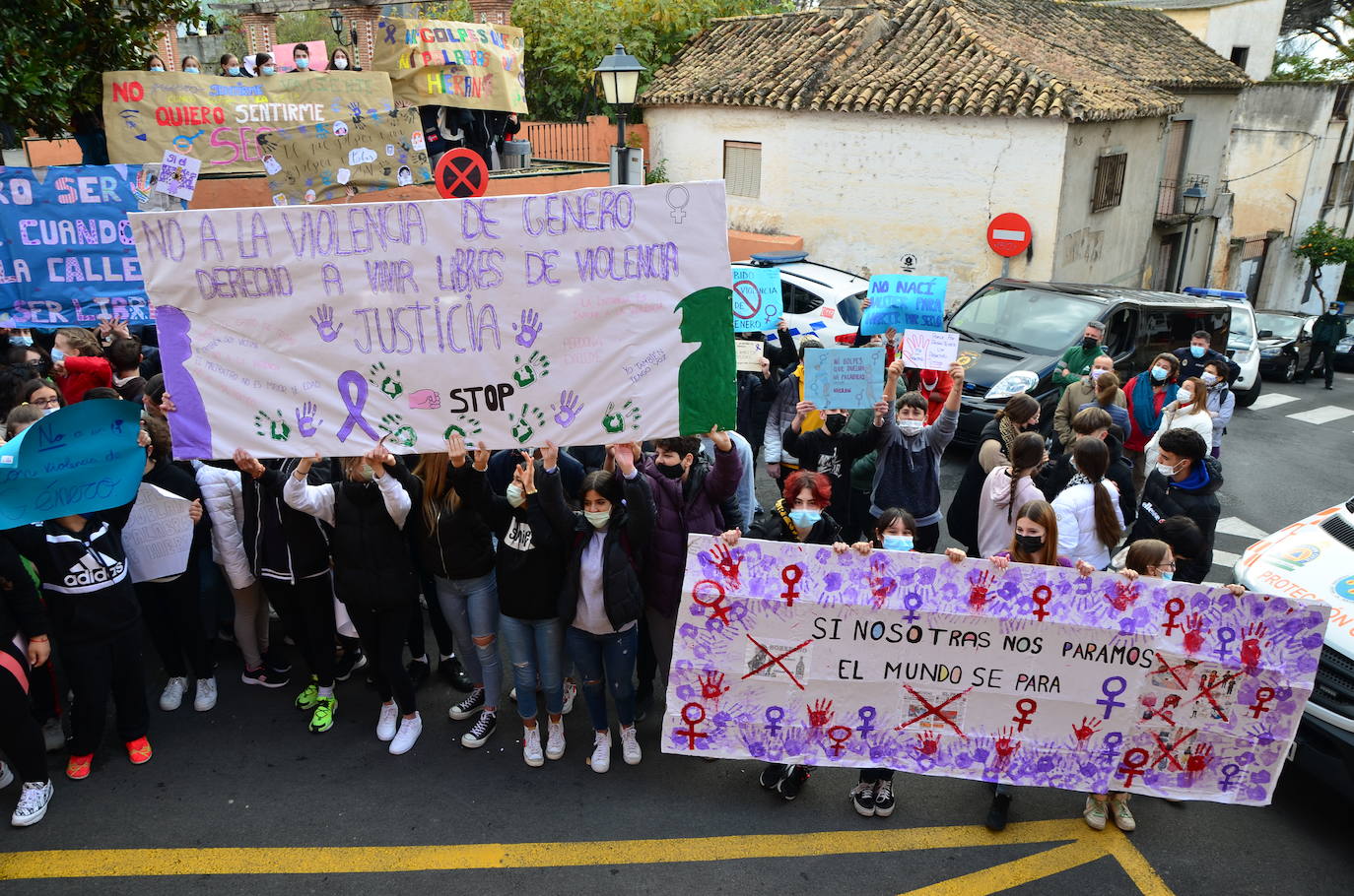 Fotos: Los estudiantes de Huétor Vega alzan la voz contra la violencia de género