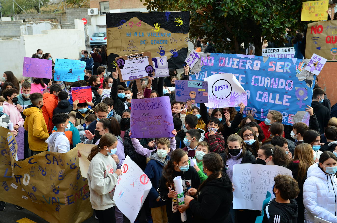 Fotos: Los estudiantes de Huétor Vega alzan la voz contra la violencia de género