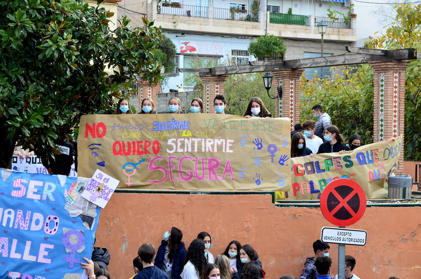 Fotos: Los estudiantes de Huétor Vega alzan la voz contra la violencia de género