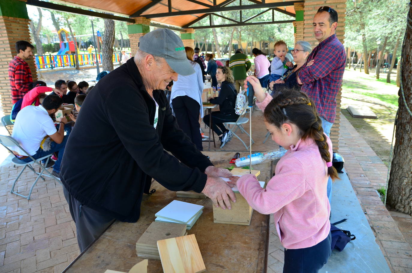 Fotos: Taller de construcción de cajas nido en el Parque de los Pinos