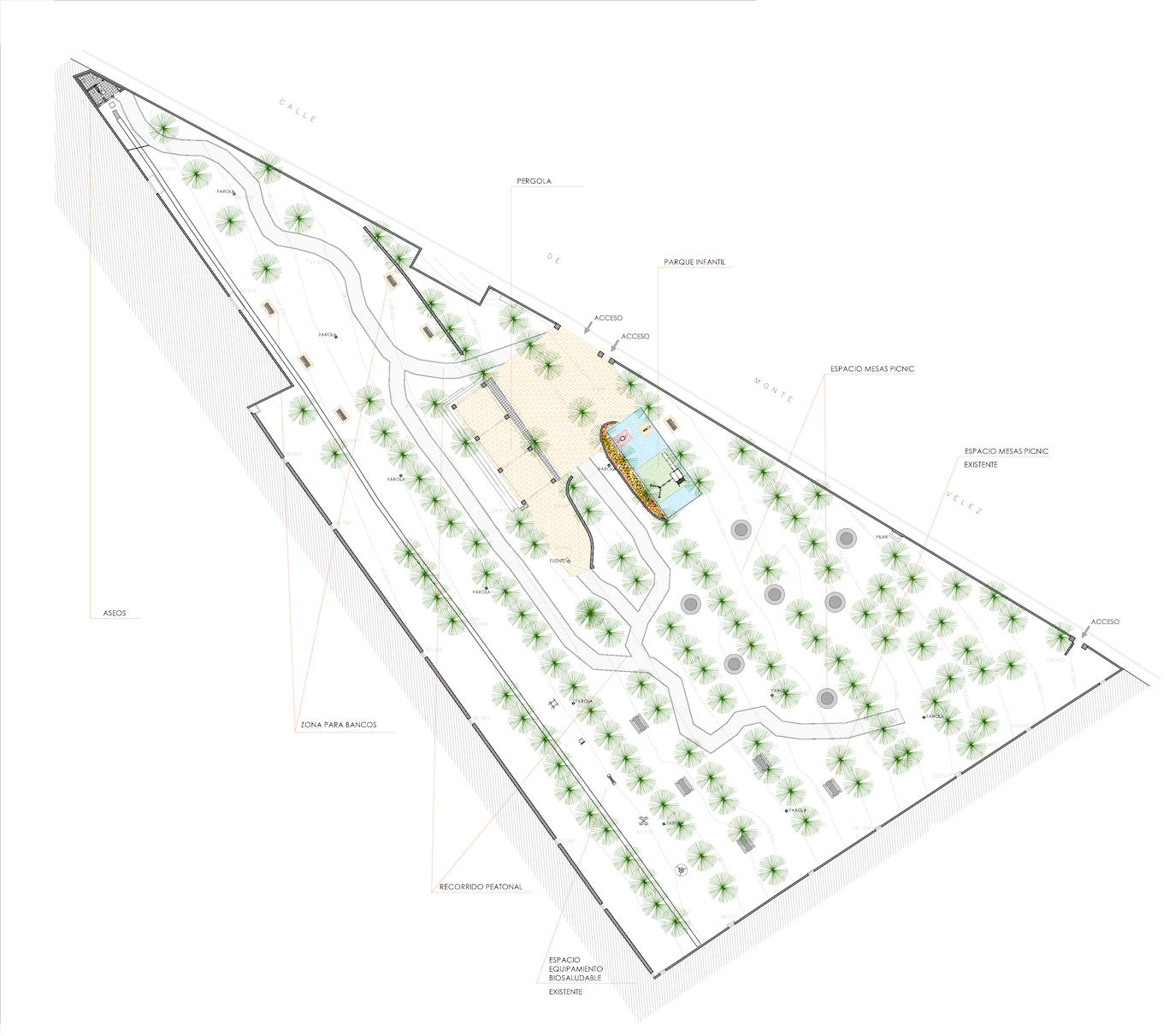 Plano con el proyecto de reforma del Parque de los Pinos.