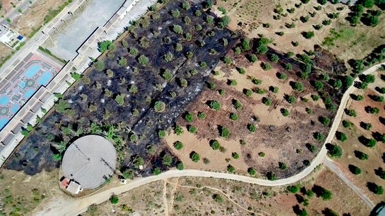 Un rápido despliegue controla un incendio de mil metros de matorral en Huétor Vega