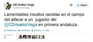 Racismo en el fútbol: un jugador del CD Huétor Vega, en Primera Andaluza, abandona el campo tras ser insultado