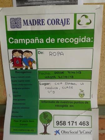 Campaña de recogida de ropa para la ONG Madre Coraje