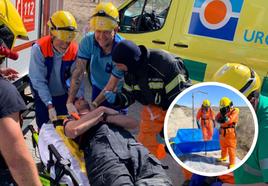 Varios momentos del simulacro.