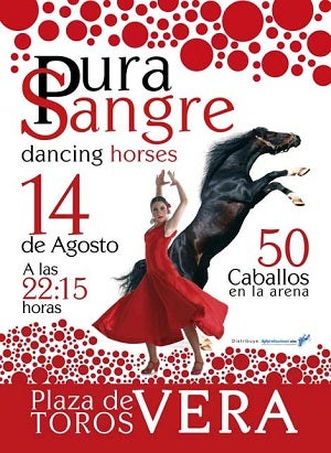 50 caballos en la arena de la Plaza de Toros de Vera, mañana