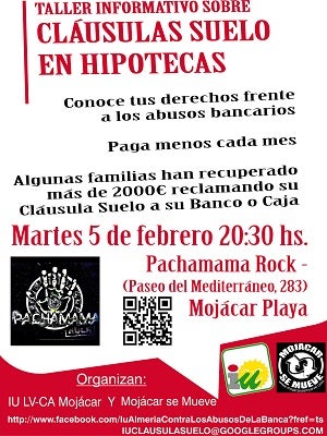 Izquierda Unida lleva a Mojácar su taller para eliminar la cláusula suelo de las Hipotecas