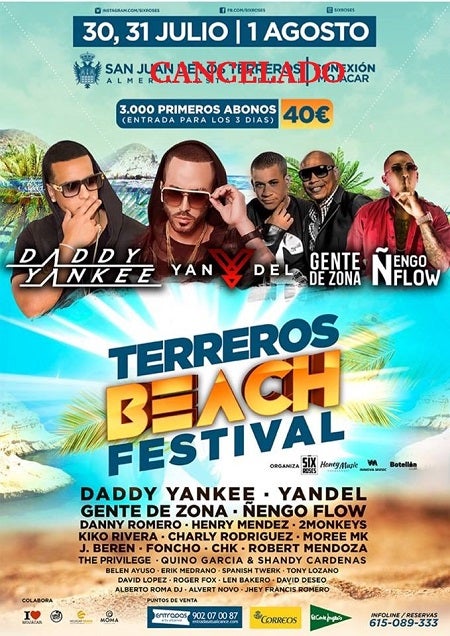 Terreros Beach Festival cancelado oficialmente por circunstancias que están en manos "de autoridades judiciales y policiales"