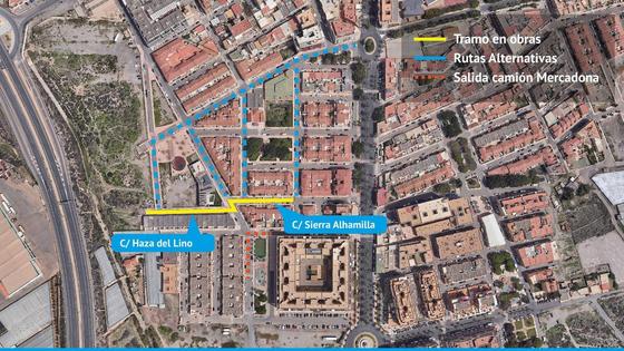 Nuevas restricciones de tráfico por obras desde este lunes en Playa Serena y El Parador