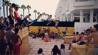 El Castillo de Santa Ana fue punto de encuentro para aficionados al Parkour
