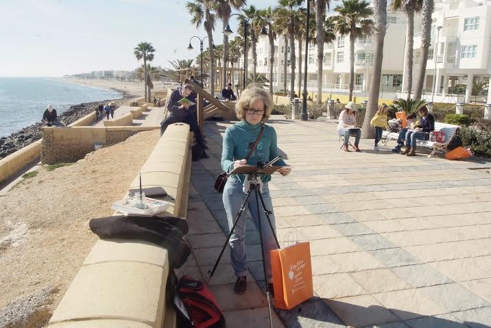 El colectivo de artistas Urban Sketchers pintó en el entorno del Faro de Roquetas