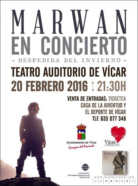 El cantautor Marwan actúa el sábado en Vícar, dentro de la gira 'Despedida del Invierno'