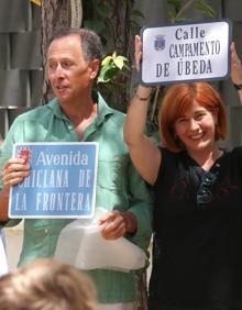 Imagen secundaria 2 - Imágenes del segundo y primer turno y de los dos alcaldes en el acto conmemorativo del hermanamiento.