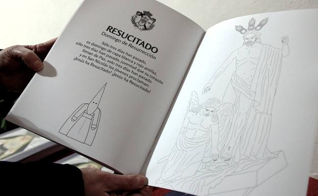 Detalle del cuaderno coloreable.