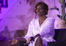 Bisila Bokoko durante su intervención en San Lorenzo.