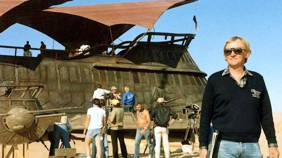 Robert Watts en el rodaje de 'El retorno del Jedi'.