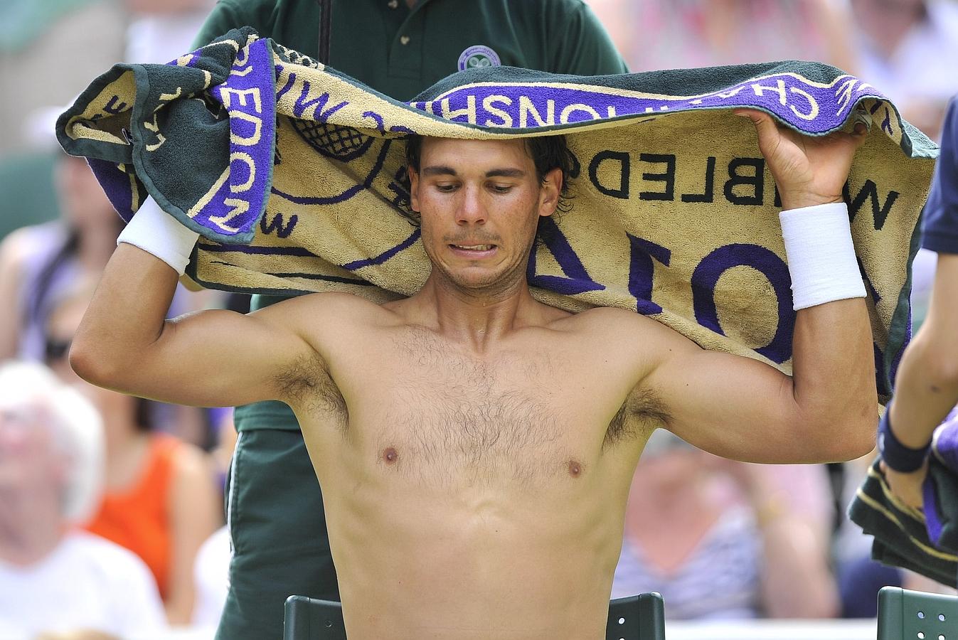 Nadal, durante un descanso del partido.