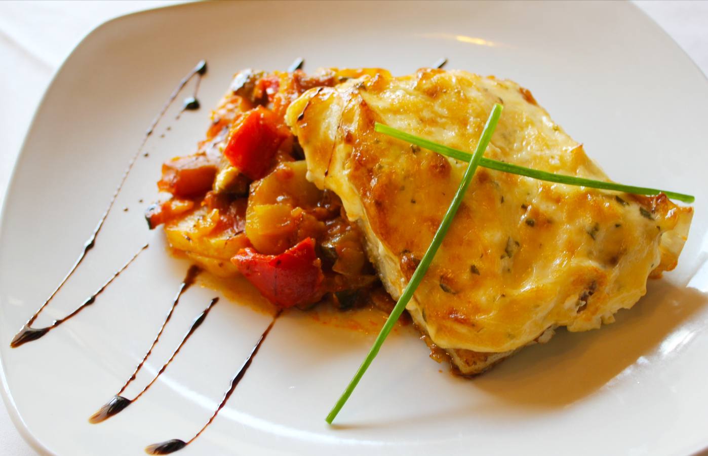 Entrante bacalao gratinado. 