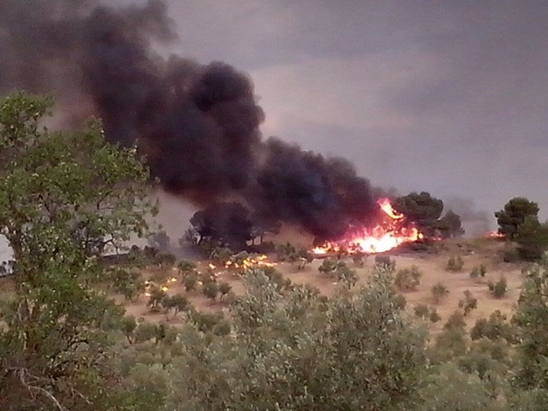 El fuego desde la estación de Huesa