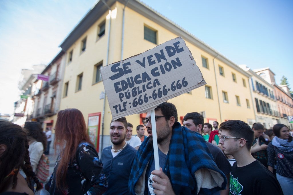 Un millar de estudiantes protestan en el centro de Granada contra la Lomce