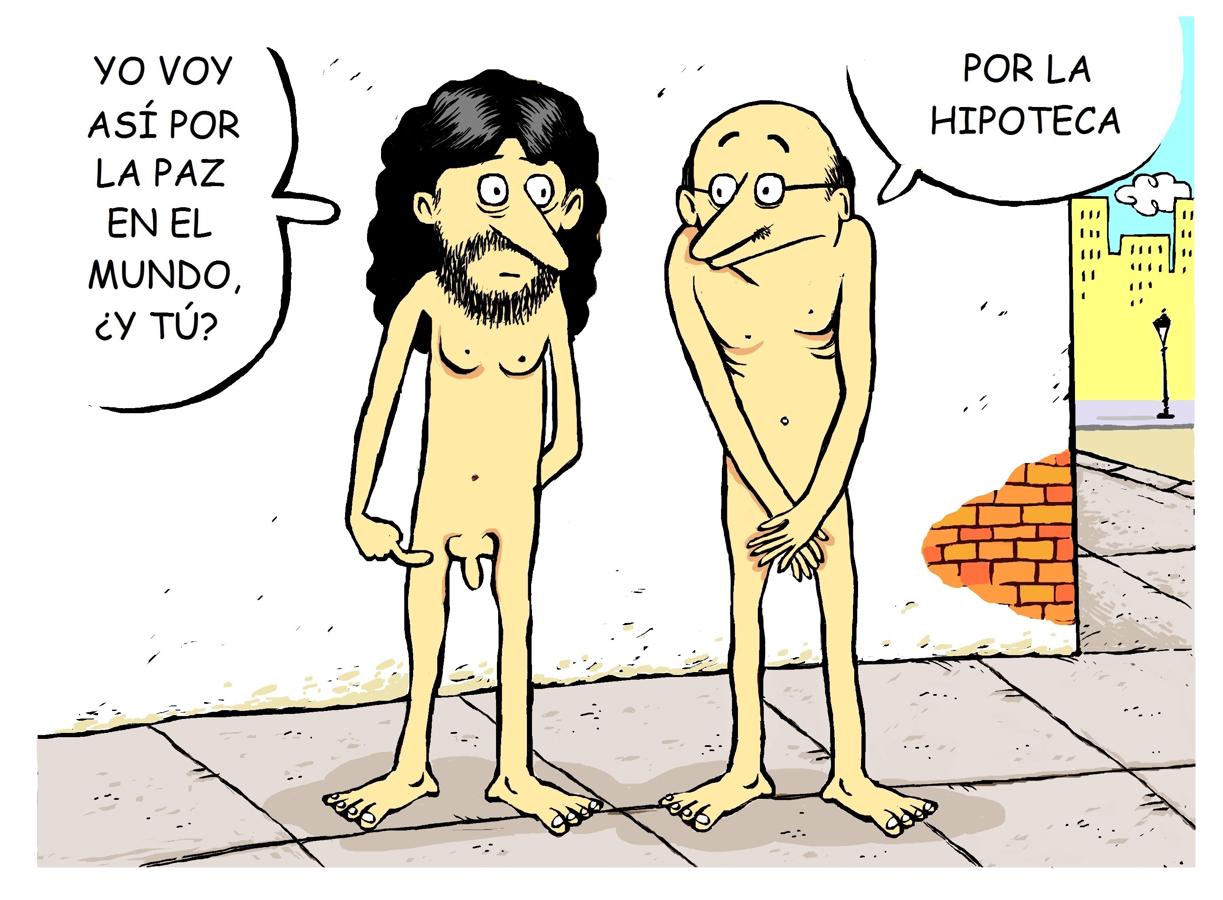 Seguro que tú has visto, por Granada paseando, a un tío que hace nudismo y proclama el pacifismo con los huevines colgando.