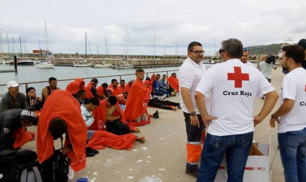 Menores marroquíes llegados a las costas de Cádiz este pasado julio.