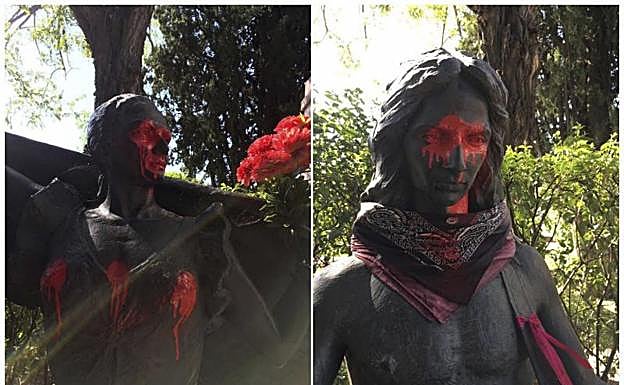 Profanan las estatuas de Lola y Antonio Flores del cementerio de la Almudena