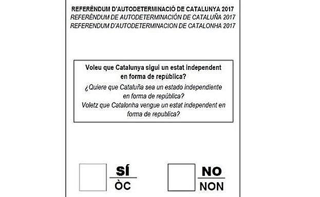 La papeleta que propone el Govern.