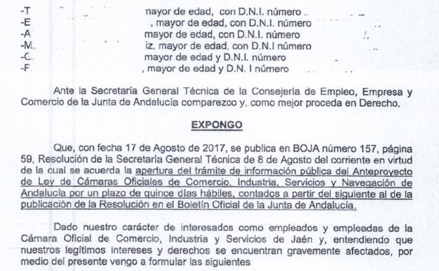 Empleados de la Cámara de Comercio de Jaén recuerdan a la Junta que llevan 40 nóminas sin cobrar y siguen trabajando