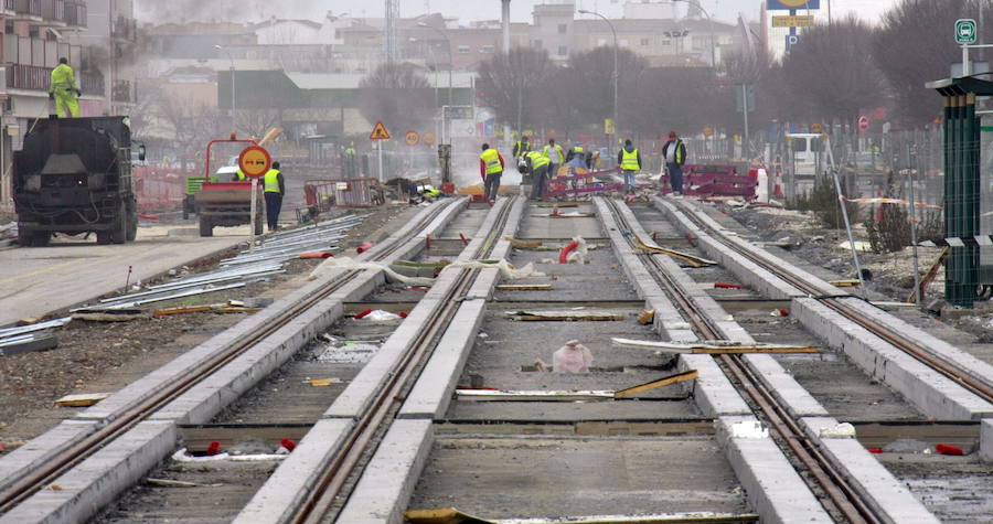 Obras en el tramo entre Albolote y Maracena, a comienzos de 2009.