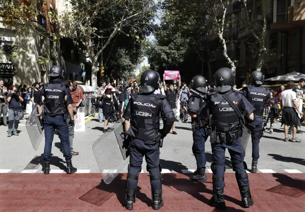 Agentes de la Policía Nacional, en una concentración en Barcelona días atrás.