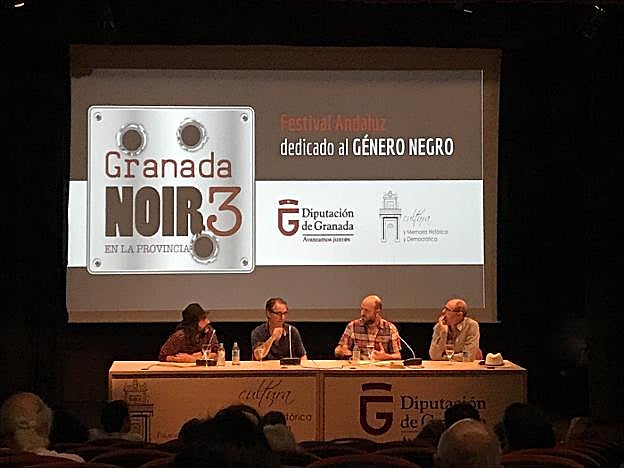 Juanfran Cabrera, Enrique Bonet, Alejandro Pedregosa y Fernando Marías, ayer en Granada Noir.