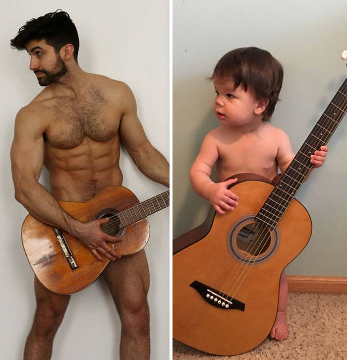 Esta madre se burla de su hermano modelo haciendo que su bebé recree sus poses