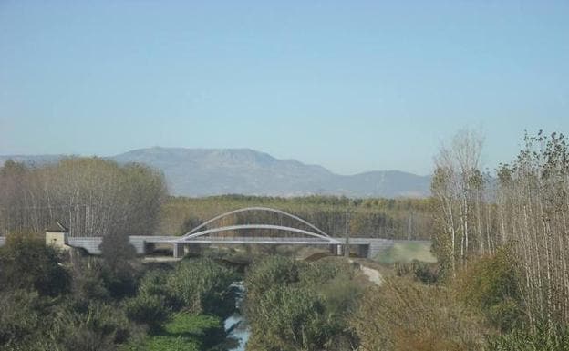 Recreación del puente que sorteará el cauce del río Genil entre Albolote y Santa Fe.