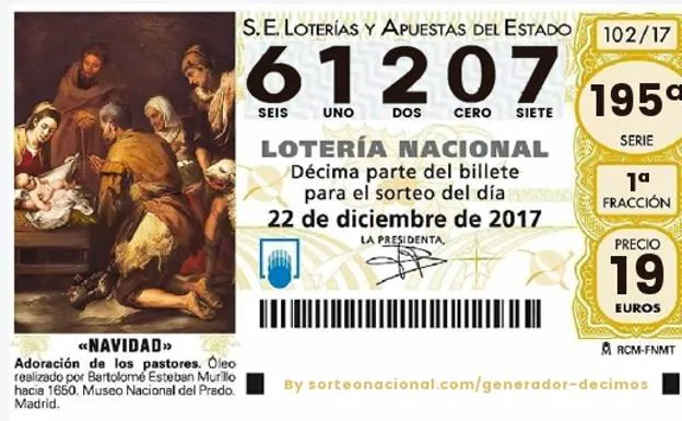 Sorteo Lotería de Navidad : cuarto premio, el 61207 ha caído en Candas (Asturias)
