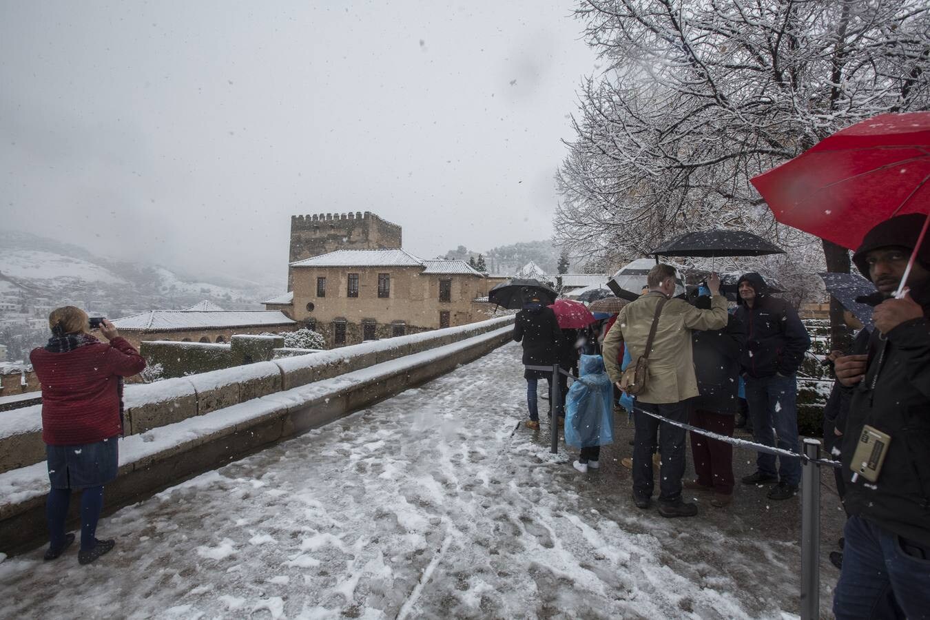 Fueron muchos los que disfrutaron del privilegio de ver el monumento nazarí cubierto de nieve