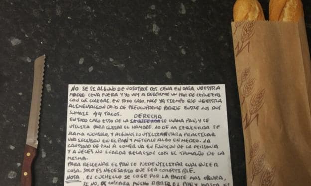 La genial nota de un padre a sus hijos explicándoles cómo hacer un bocadillo que se ha hecho viral